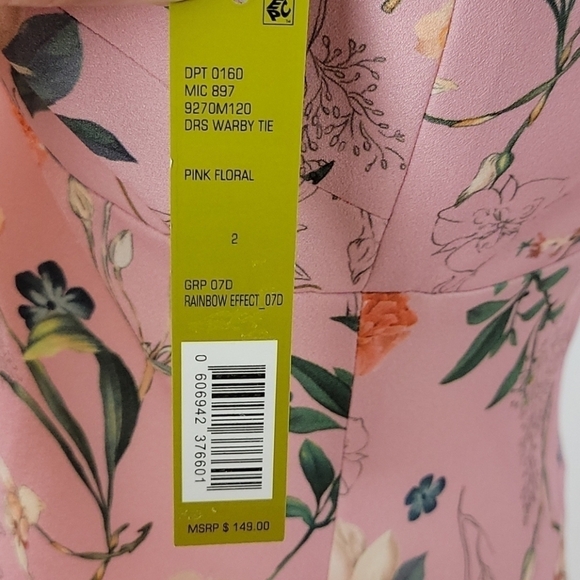 Gianni Bini floral Shoulder Bow Tie dress Pink 2 - Picture 11 of 12